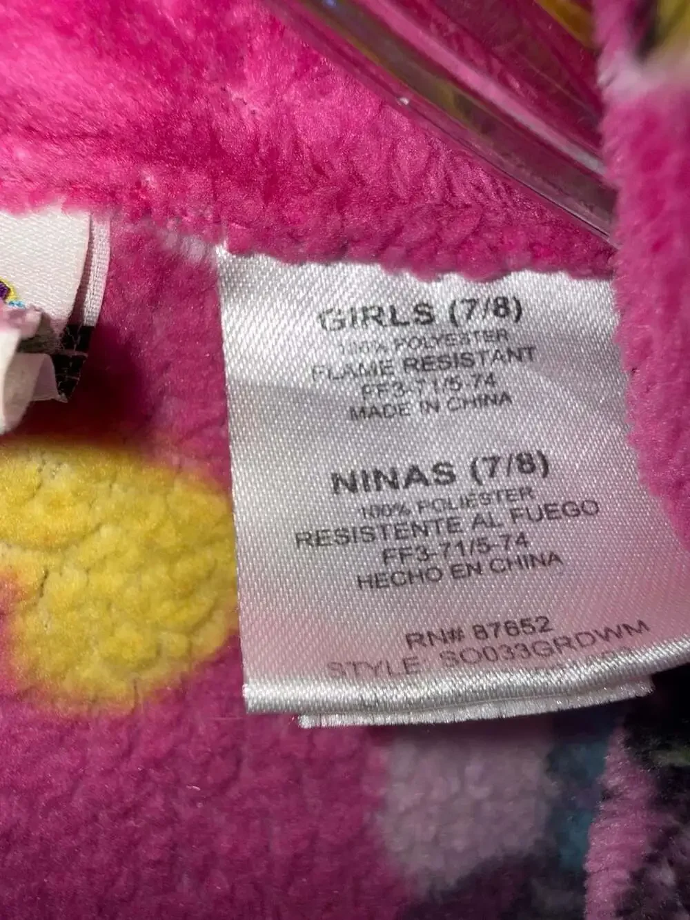Shopkins Girls Pink Fleece Bathrobe with Pockets Size 7/8